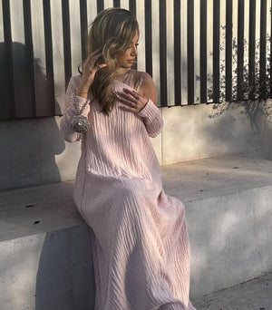 Elegant Blush One-Shoulder Maxi Dress