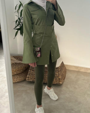 Olive Utility Shirt Dress