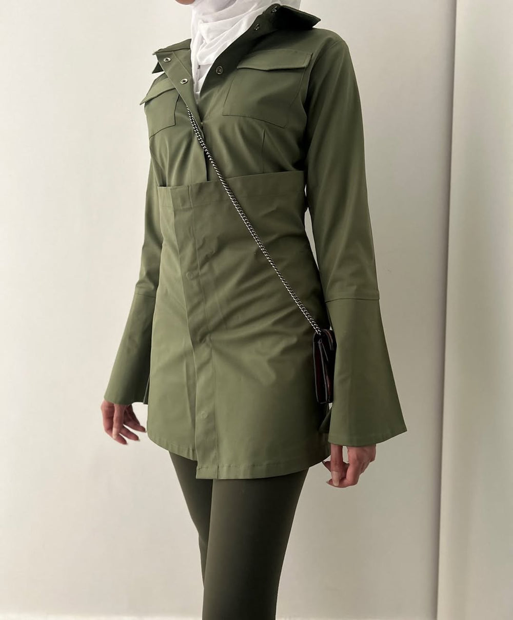 Olive Utility Shirt Dress
