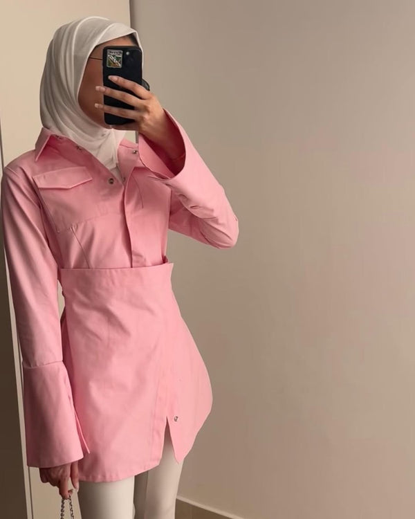 Blush Tailored Shirt Dress