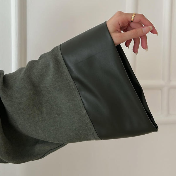 Olive Contrast Flowy Tunic