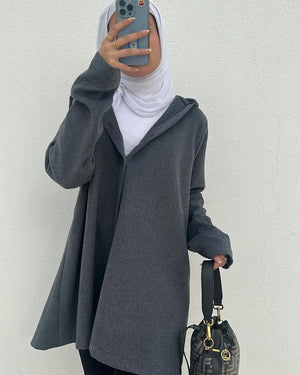 Slate Cozy Hooded Tunic