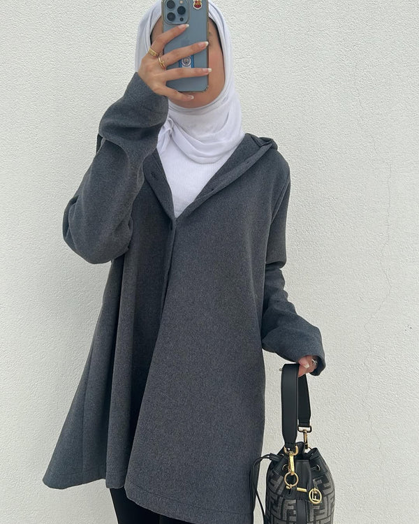 Slate Cozy Hooded Tunic
