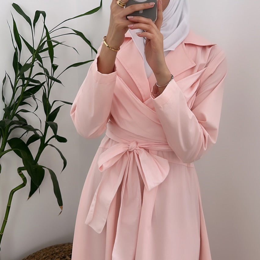 Blush Wrap Trench Dress