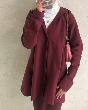 Berry Chic Hooded Shirt