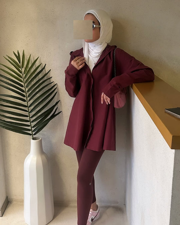 Berry Chic Hooded Shirt