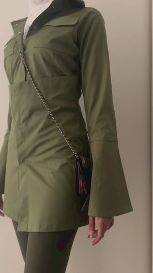 Olive Utility Shirt Dress