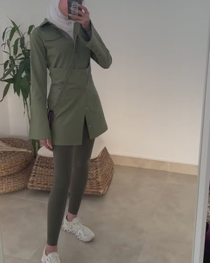 Olive Utility Shirt Dress